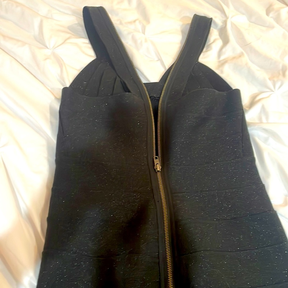 All Saints black glitter and a zipper detail. Stretch bandage Bodycon zip up.